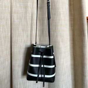 Black w/ White Stripe Bucket Bag by Ralph Lauren